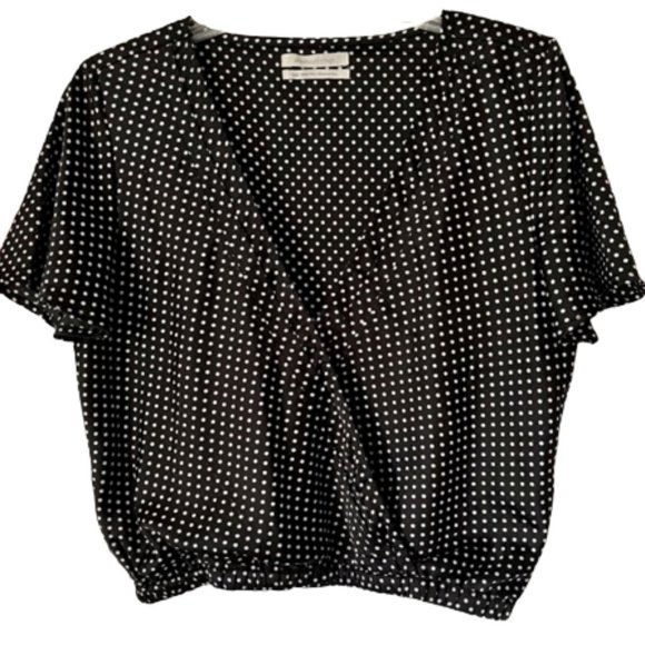 Urban Outfitters Black/White Dotted Crop Crossover Top - M - Picture 3 of 10